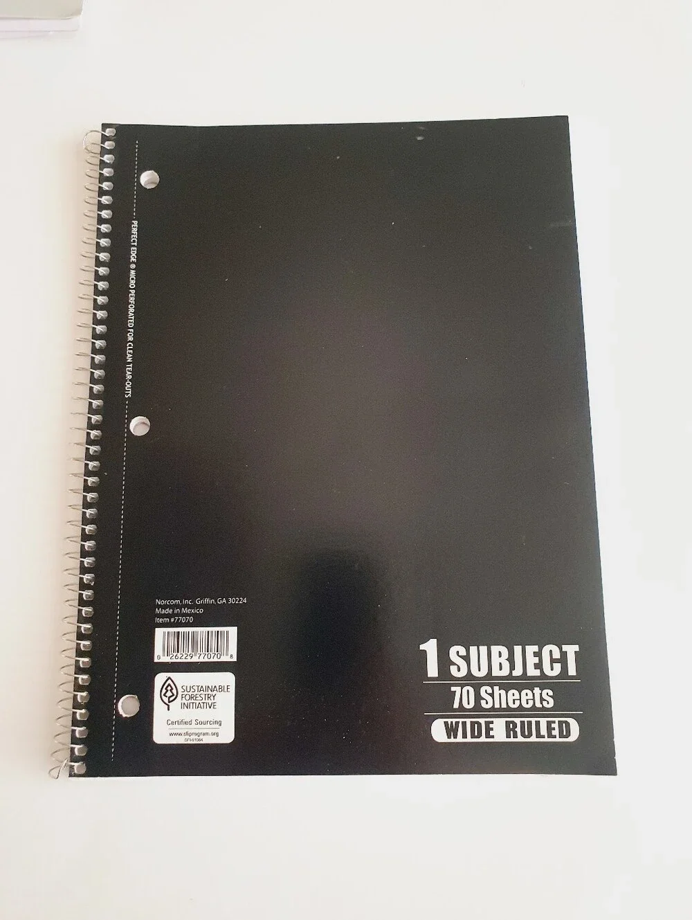 4 Pack Assorted 1 Subject Wide & College Ruled Solid Spiral Notebook